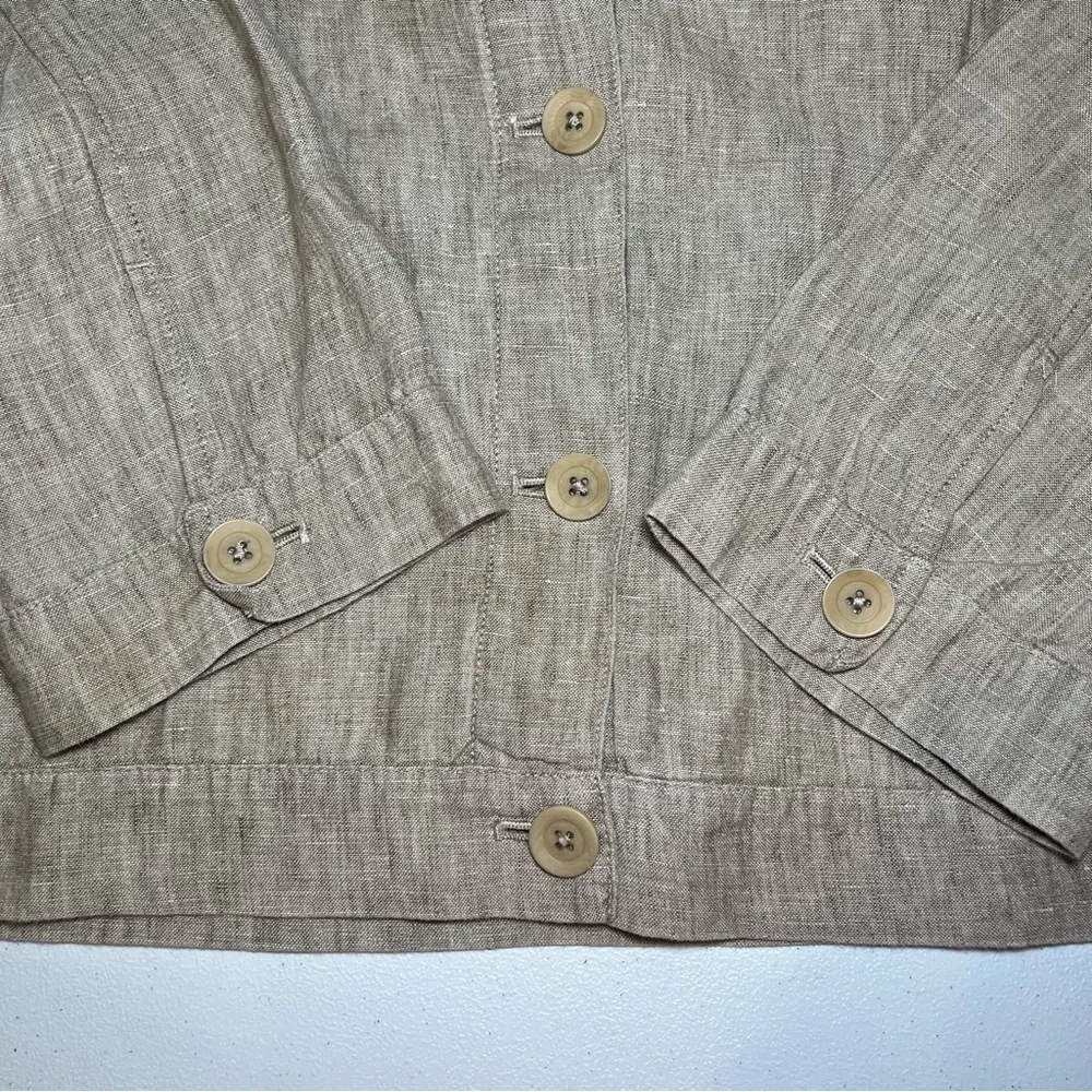 Eileen Fisher Washed Organic Linen Delave‎ Classic Collar Jacket